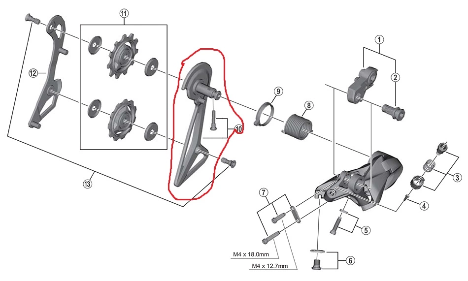 Shimano Dura Ace RD-R91000 Schaltwerk Leitblech Aussen 1 Shimano Dura Ace RD-R91000 Schaltwerk Leitblech Aussen